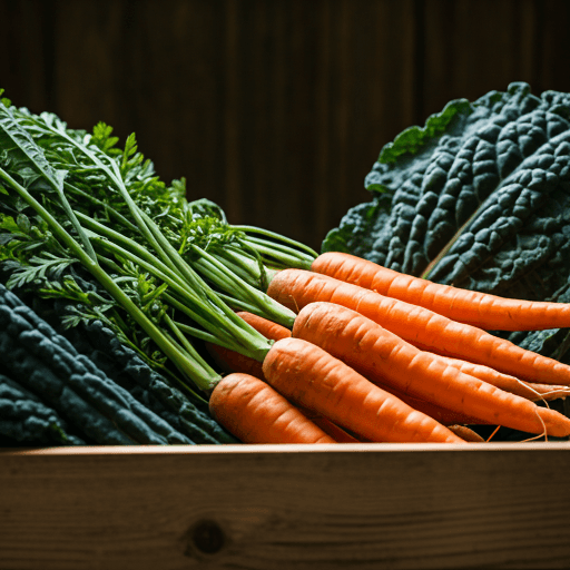 Organic vegetables in a crate